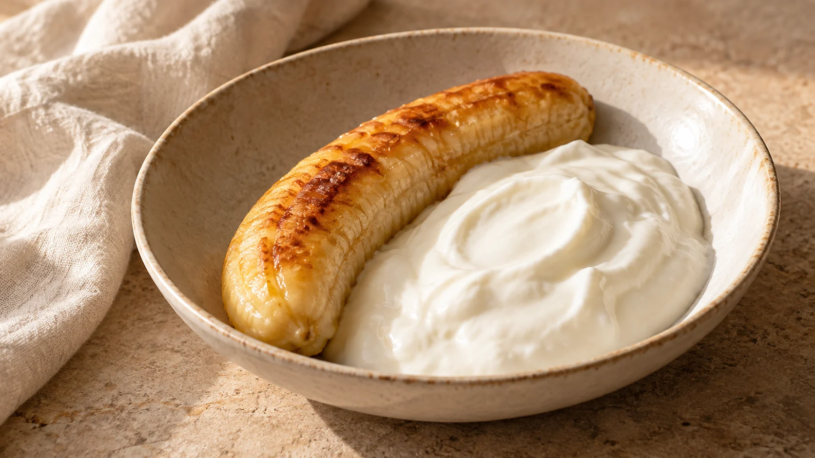 Banana assada com iogurte