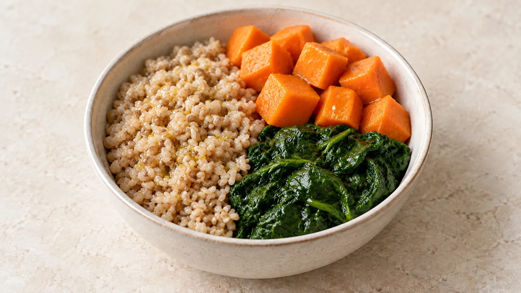 Brown Rice Sweet Potato Spinach Bowl