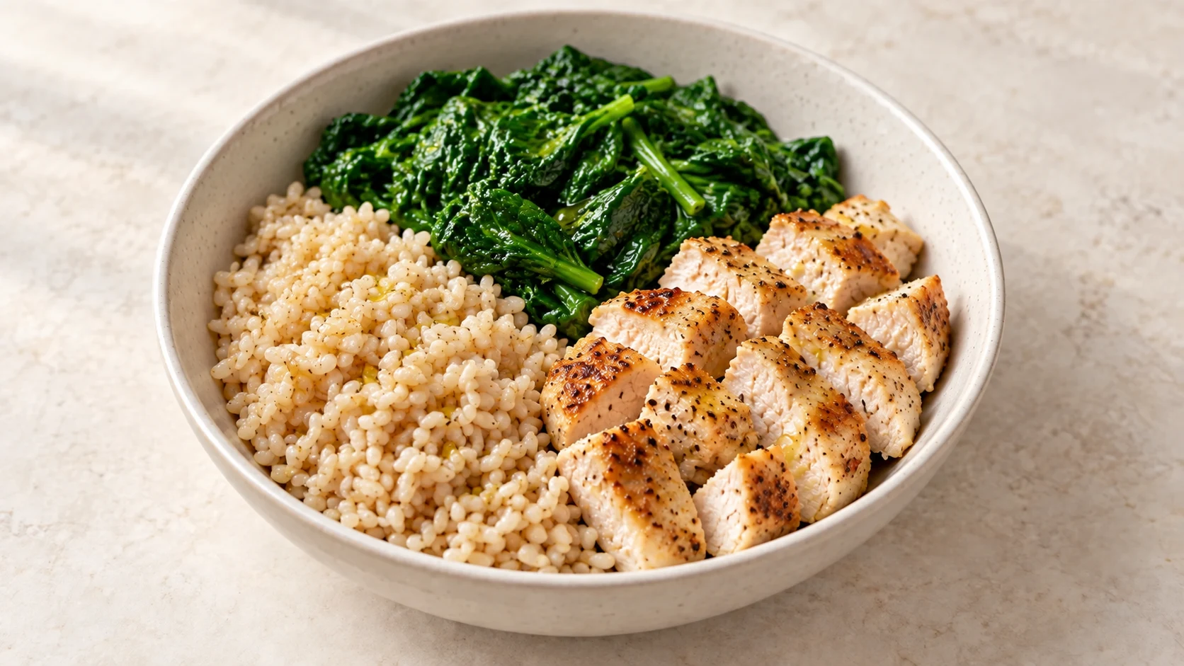 Chicken Brown Rice and Spinach Bowl