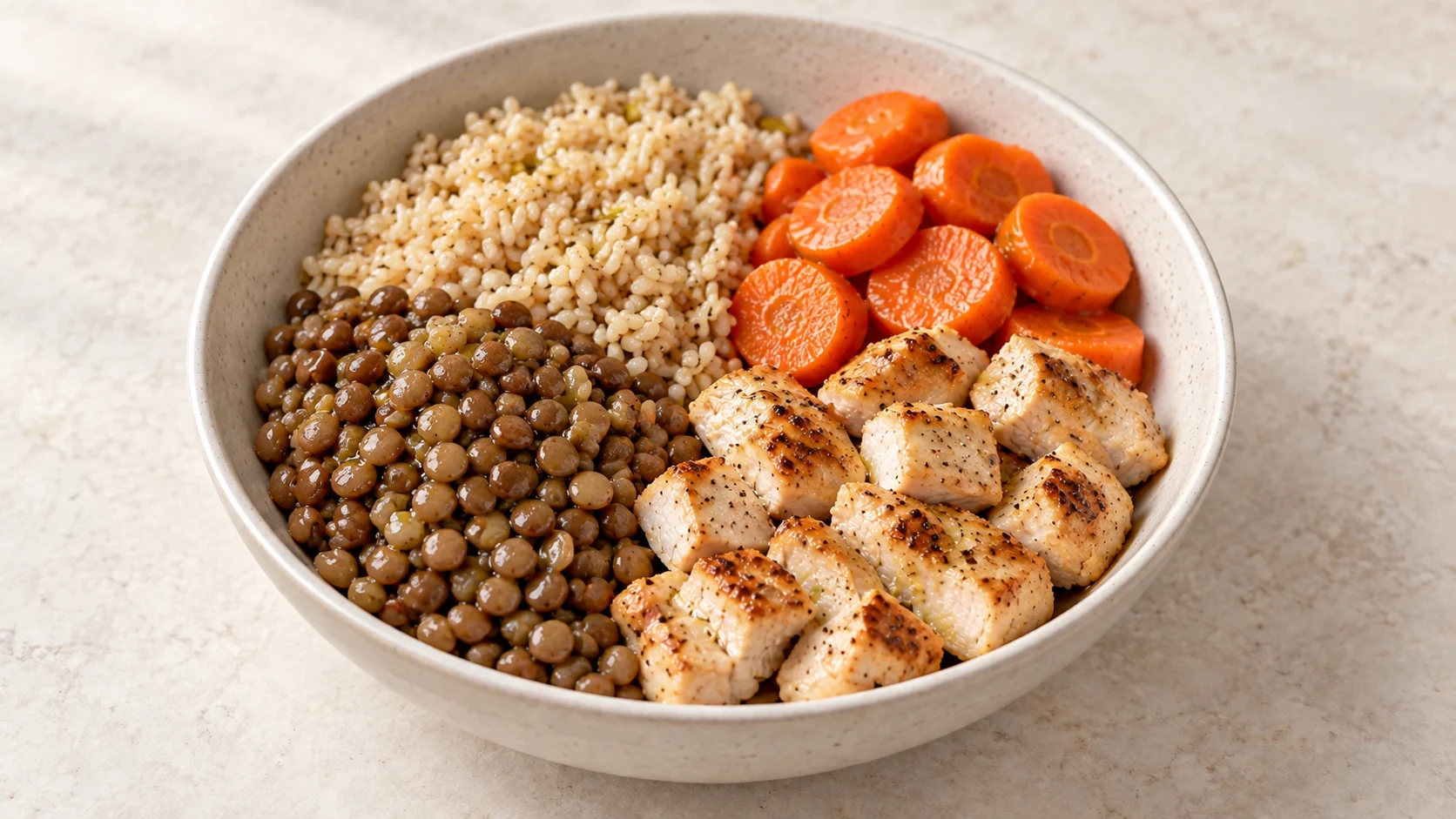 Chicken Lentil and Brown Rice Bowl