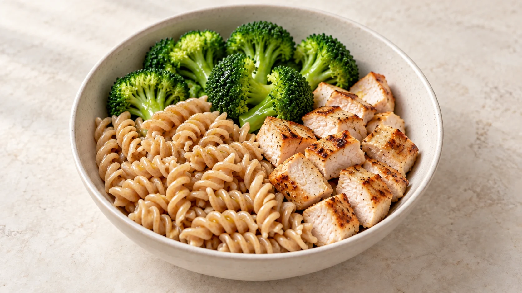 Chicken Pasta and Broccoli Bowl