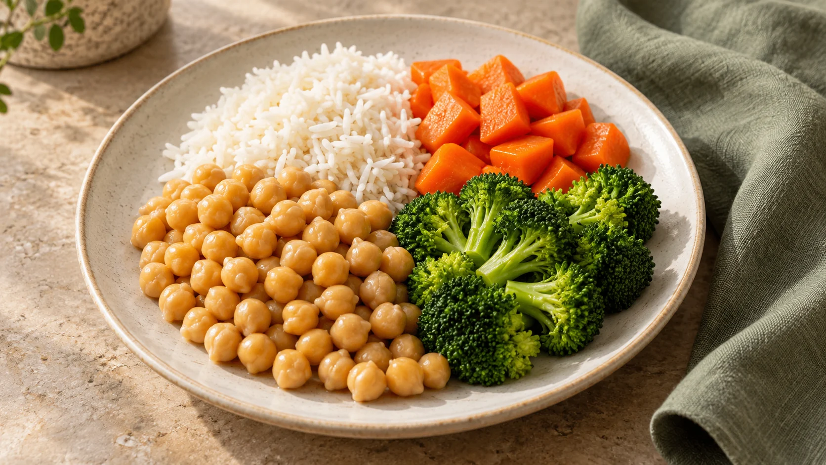 Grão-de-bico com arroz e legumes