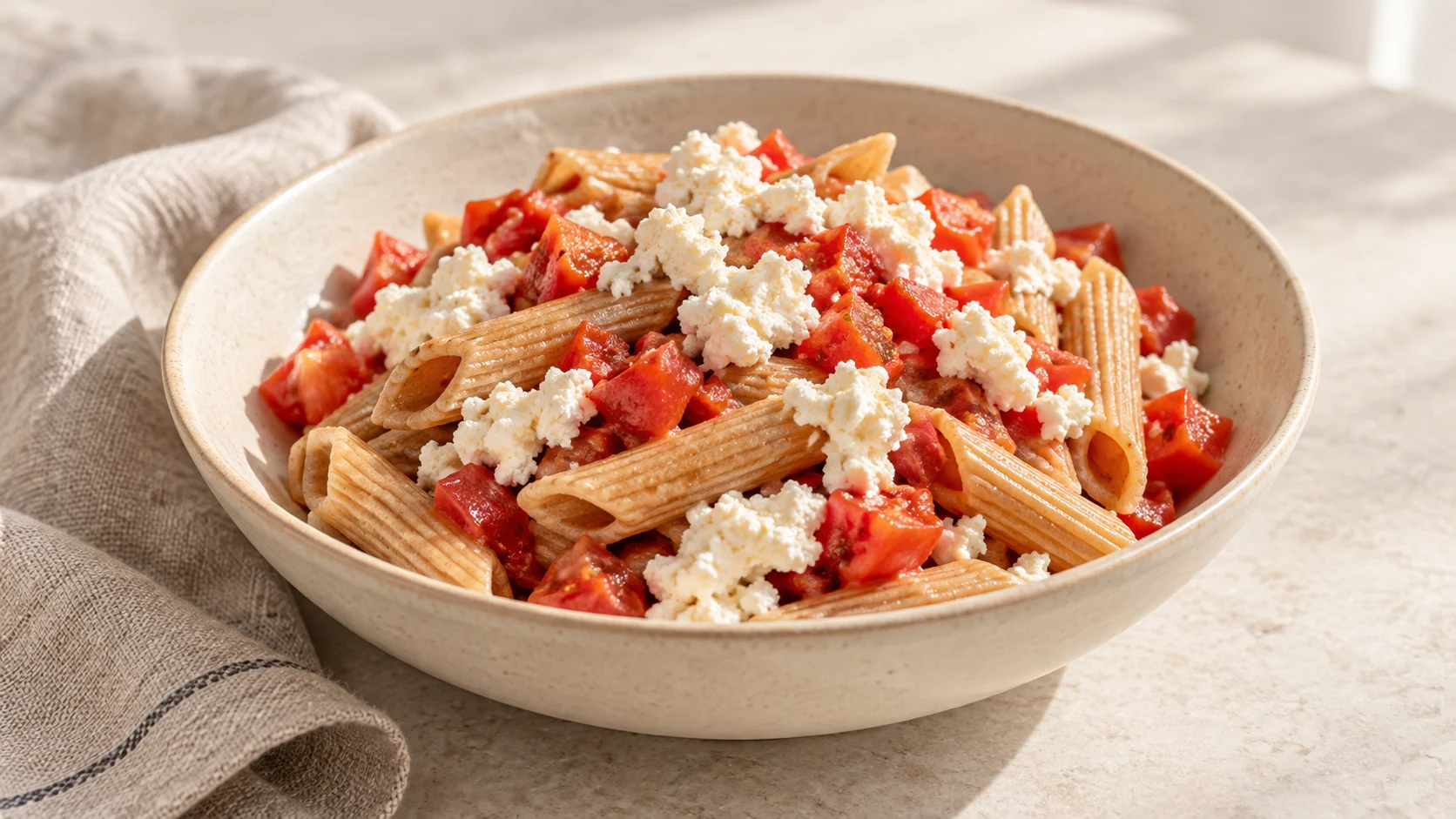 Macarrão integral com tomate e ricota