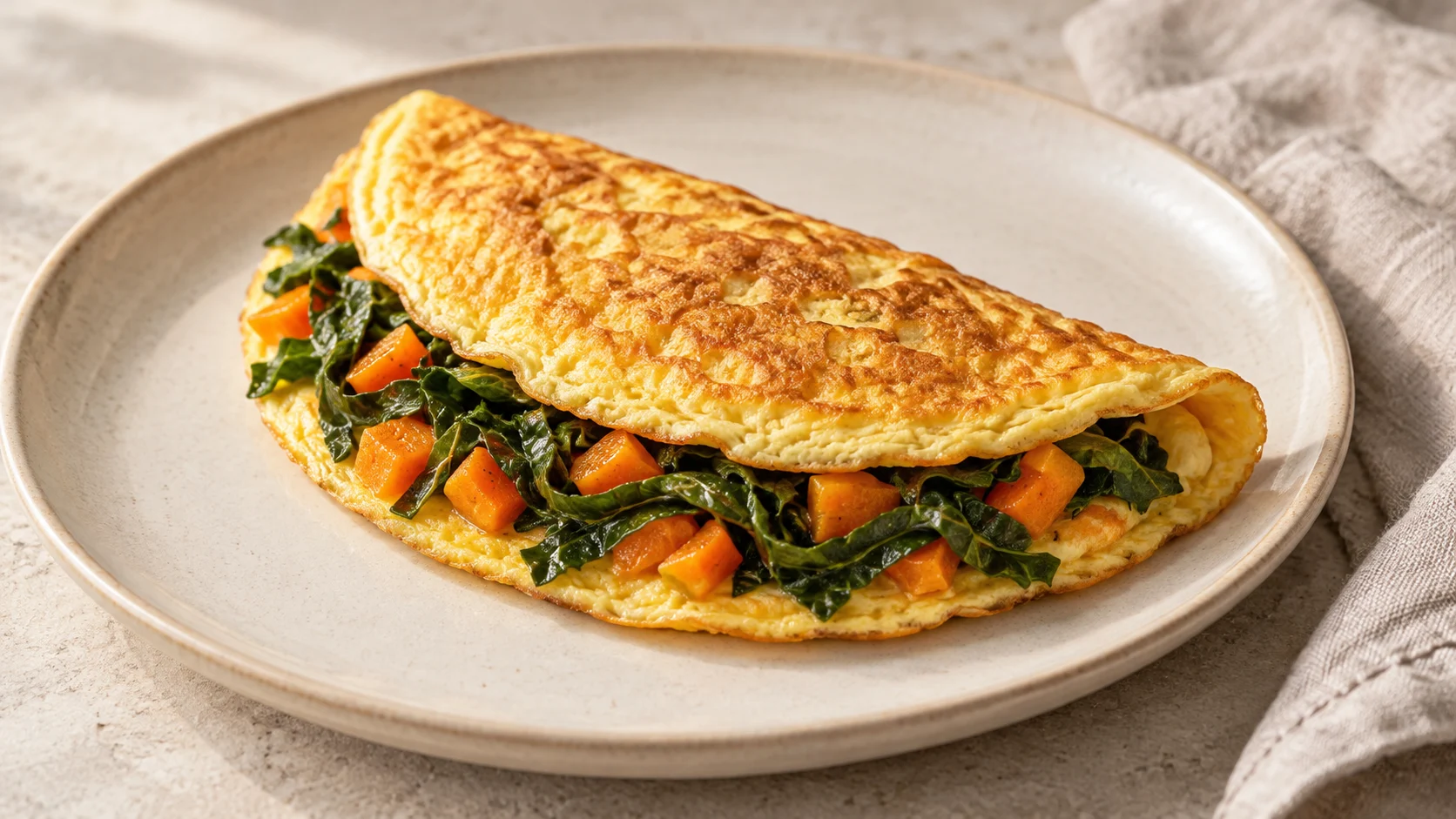 Omelete de cenoura e couve
