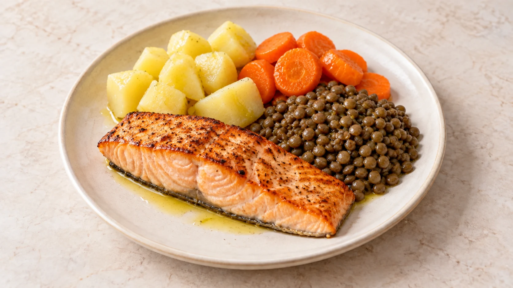Salmon Lentil and Potato Plate