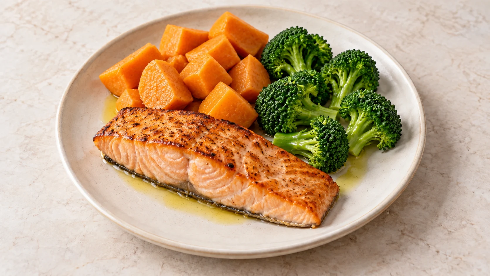 Salmon with Sweet Potato and Broccoli