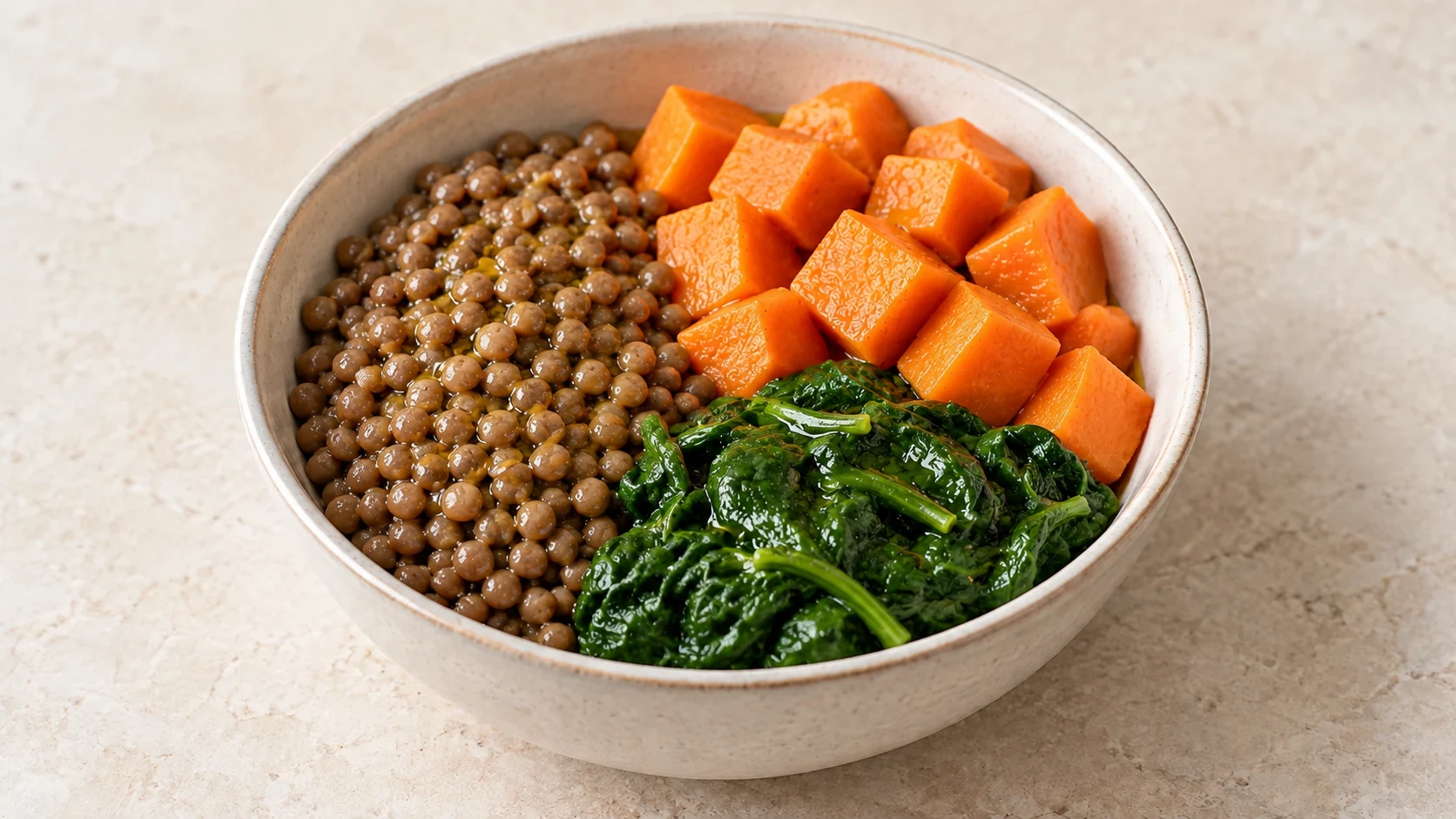 Sweet Potato Spinach Lentil Plate