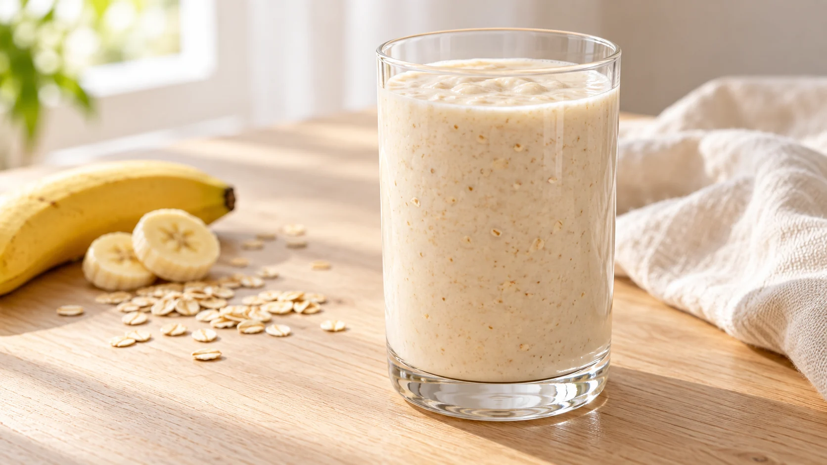 Vitamina de iogurte, banana e aveia