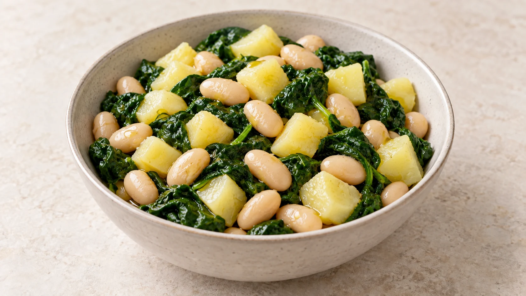 White Bean Potato Spinach Bowl
